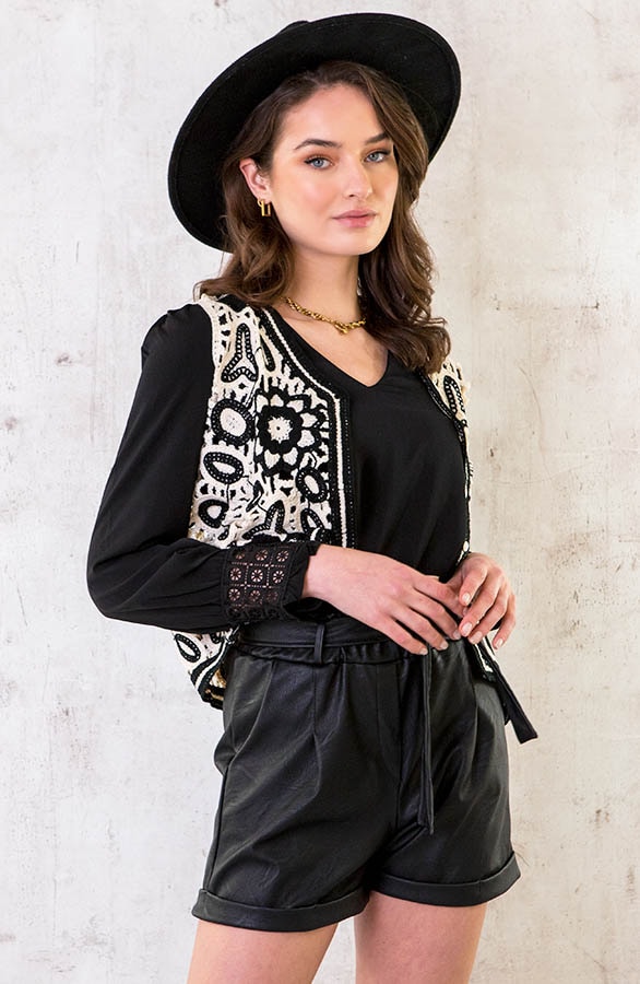 Gehaakte Gilet Zwart Wit – shoparchief, foto 3