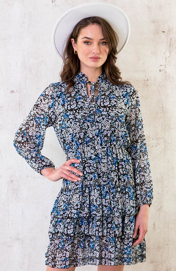 Laagjes Jurk Bloemen Blauw – shoparchief, foto 2