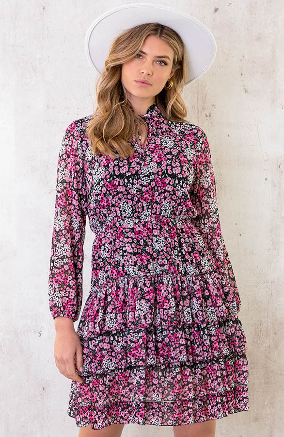 Laagjes Jurk Bloemen Roze – shoparchief