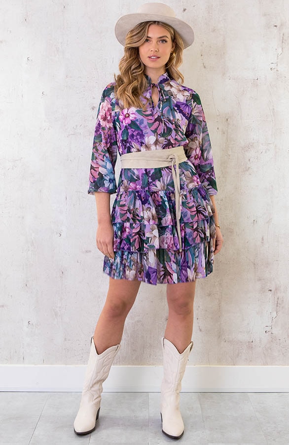 Laagjes Jurk Floral Lila – shoparchief, foto 4
