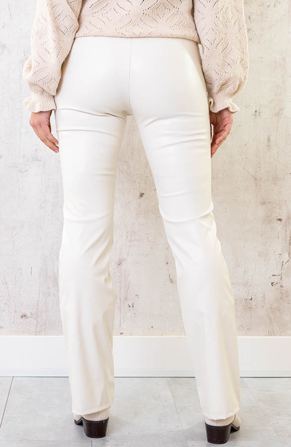 Leather Flared Pants Ecru – shoparchief, foto 3