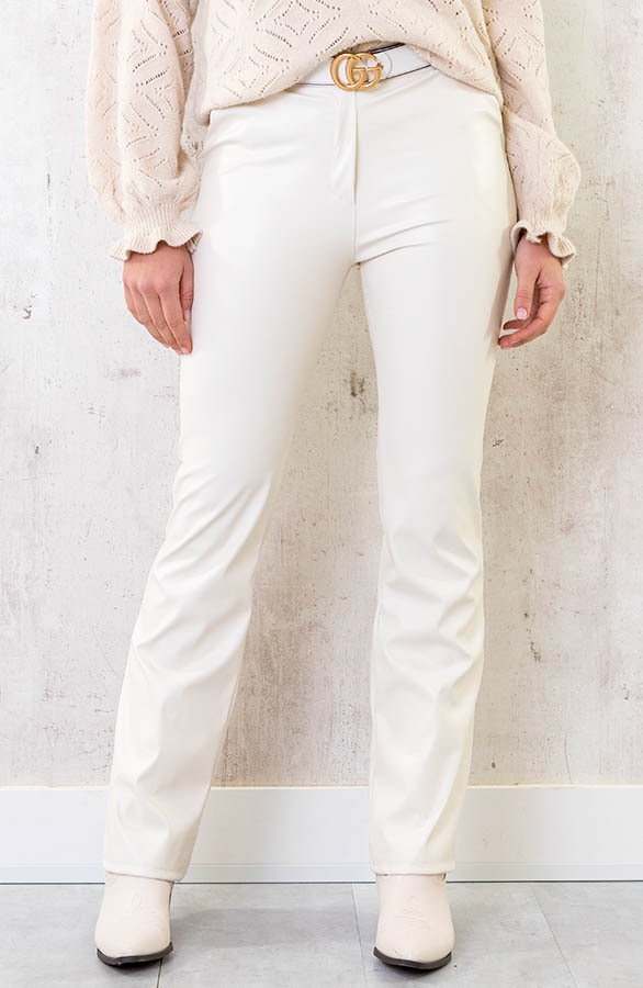 Leather Flared Pants Ecru – shoparchief