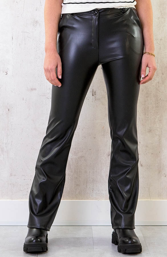 Leather Flared Pants Zwart – shoparchief