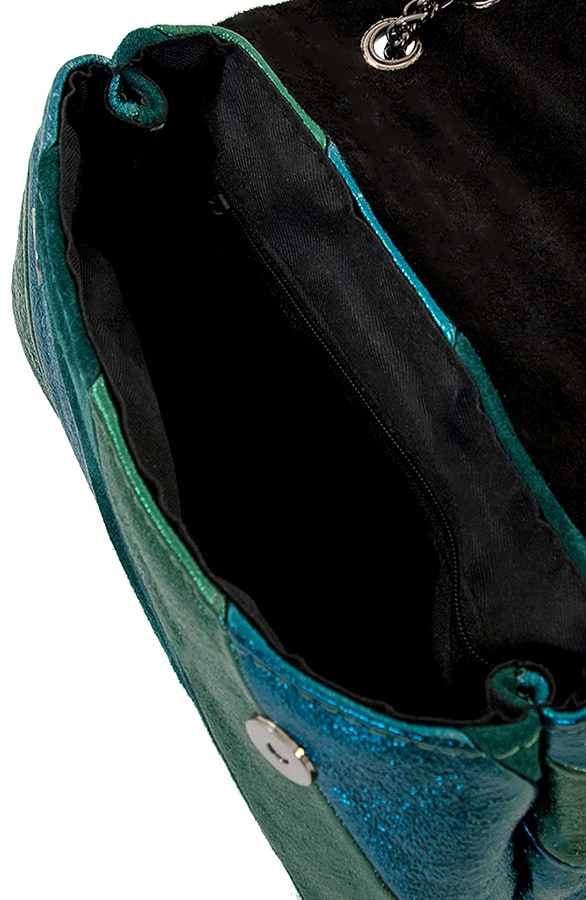 Leather Rainbow Chain Bag Small Smaragd – shoparchief, foto 3