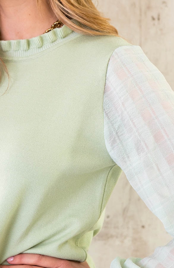 Longsleeve Top Colorblock-Ärmel Mint, Shoparchiv, Foto 5