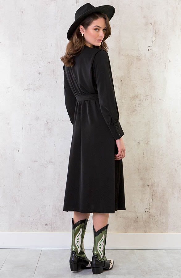 Midi Jurk Met Split Zwart – shoparchief, foto 4