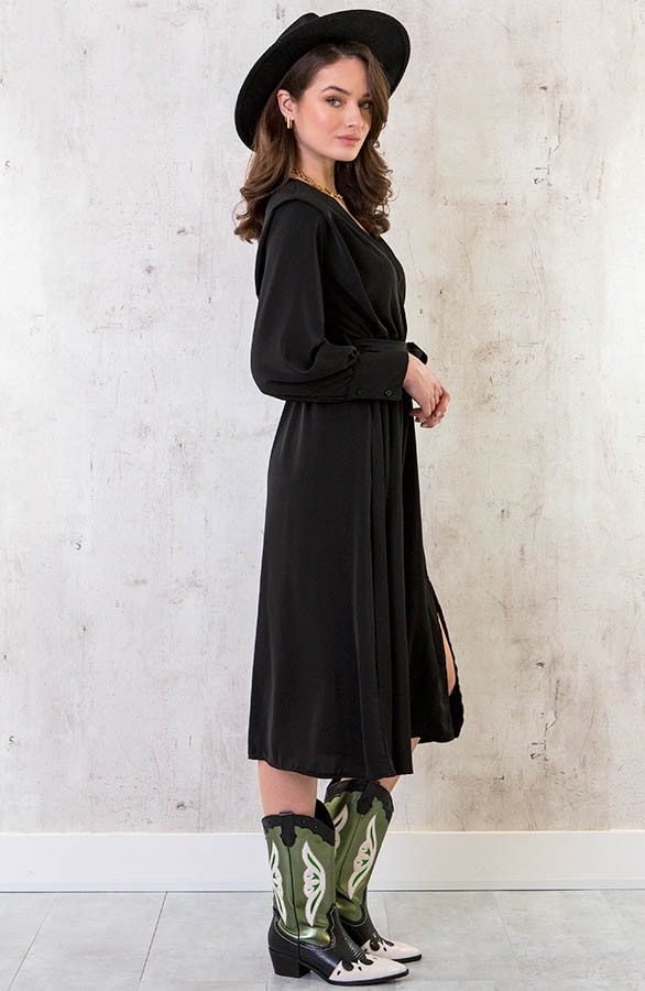 Midi Jurk Met Split Zwart – shoparchief, foto 3