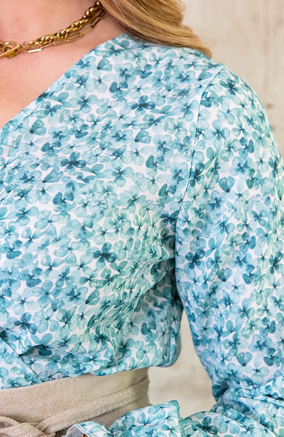 Overslag Jurk Aquarel Bloemen Mint – shoparchief, foto 5