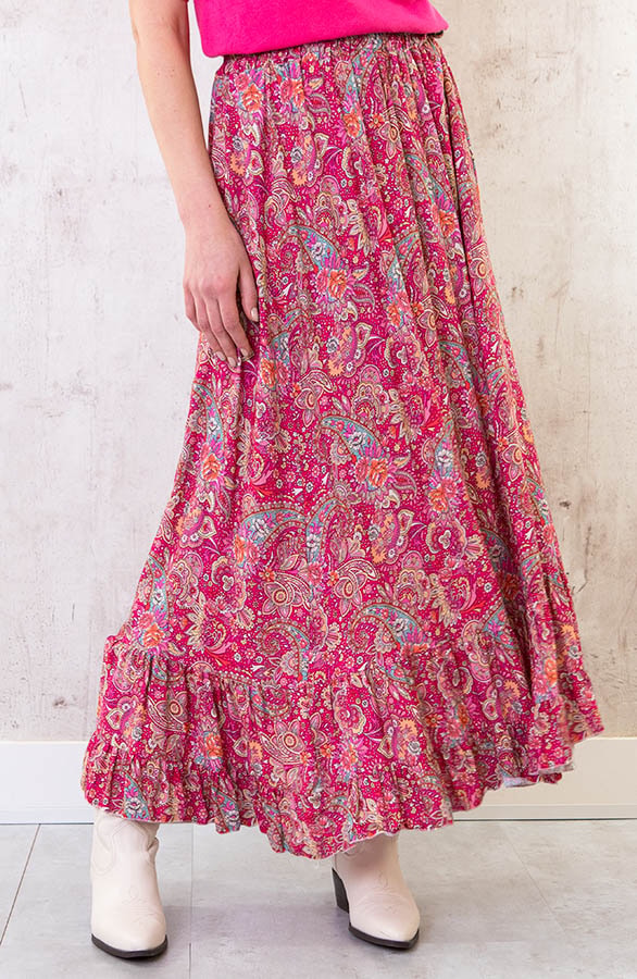 Paisley Maxi Rok Fuchsia – shoparchief, foto 6