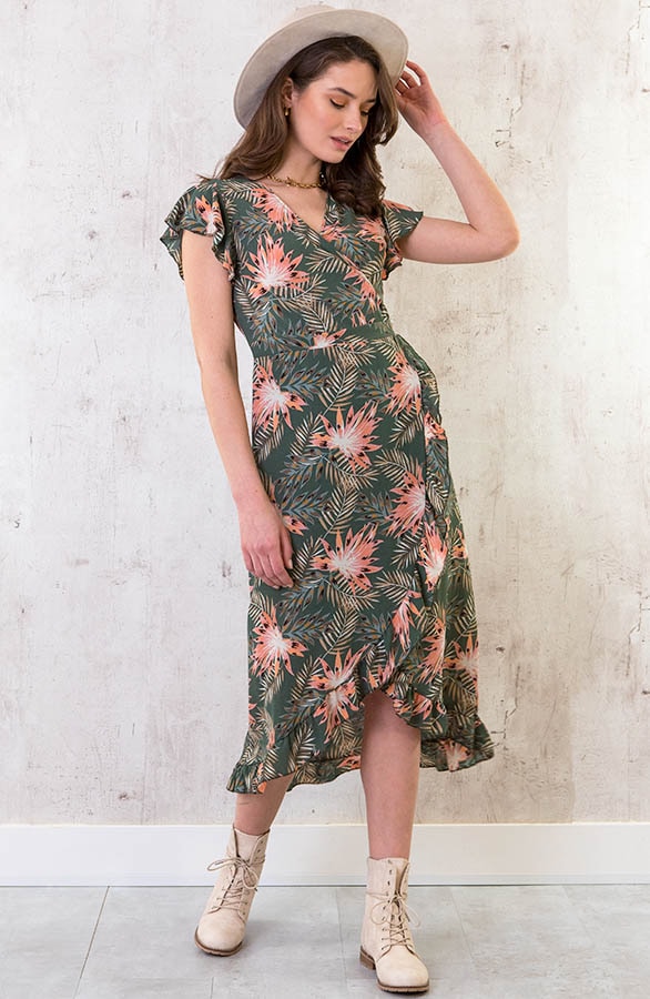 Palm Leaves Jurk Midi Army – shoparchief, foto 6