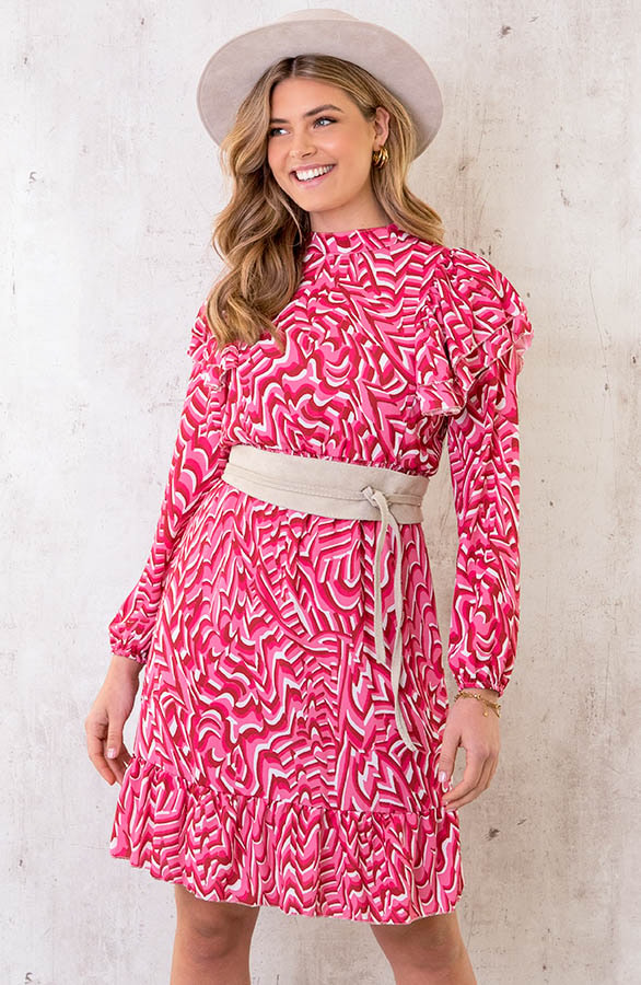 Retro Print Kleid Rosa, Shoparchiv