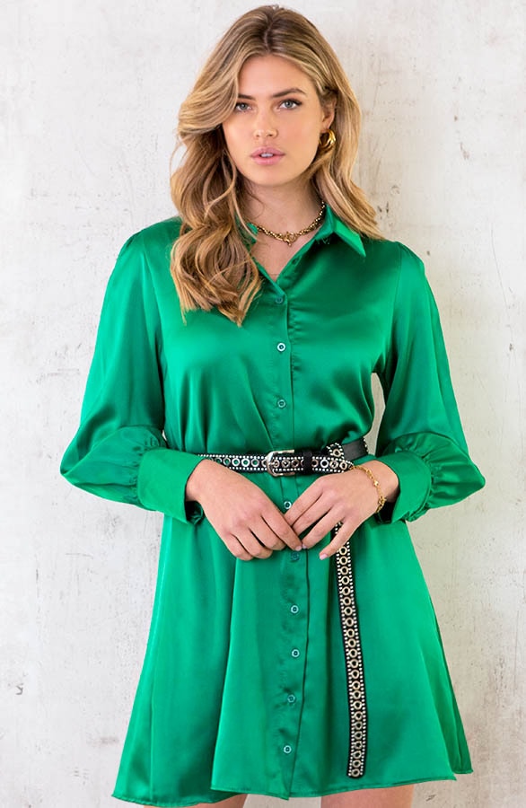 Satijnen Jurk Bright Green – shoparchief, foto 2