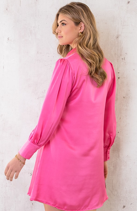 Satijnen Jurk Fuchsia – shoparchief, foto 4