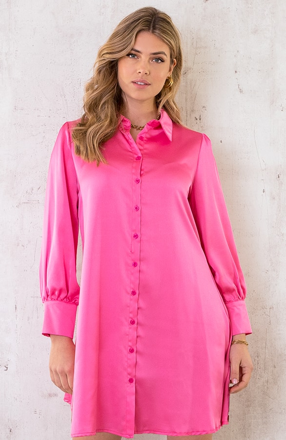 Satijnen Jurk Fuchsia – shoparchief