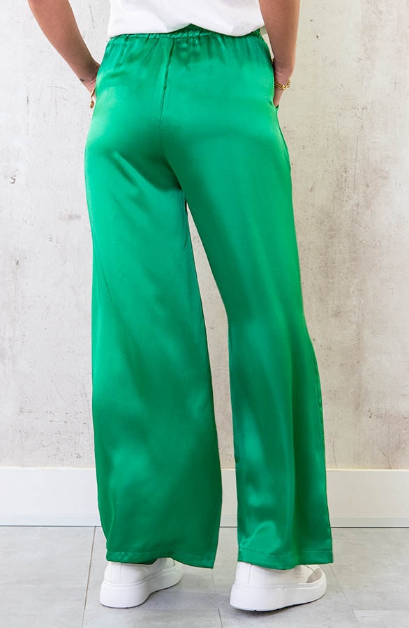 Satijnen Palazzo Broek Bright Green – shoparchief, foto 3