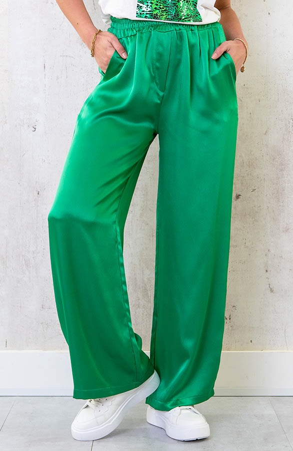 Satijnen Palazzo Broek Bright Green – shoparchief