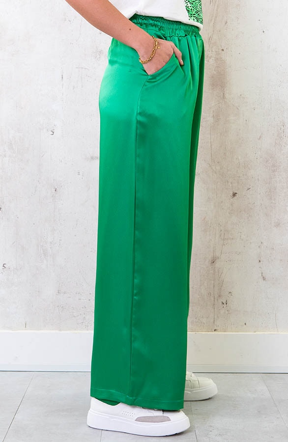 Satijnen Palazzo Broek Bright Green – shoparchief, foto 2