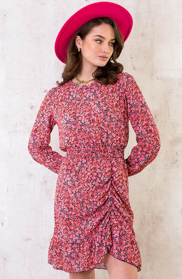 Smocked Flower Jurk Roze Rood – shoparchief