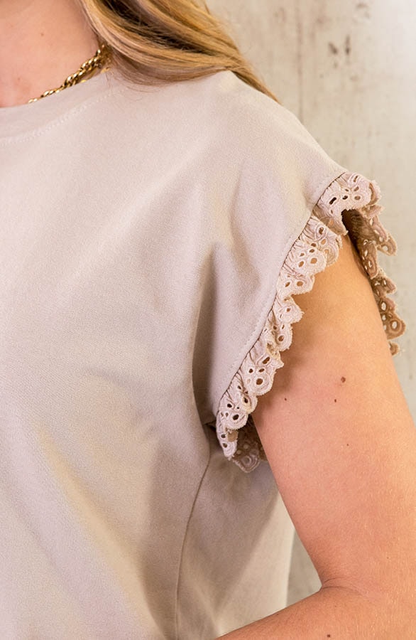 Top Met Embroidery Beige – shoparchief, foto 5