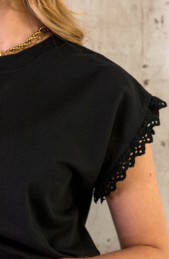 Top Met Embroidery Zwart – shoparchief, foto 5