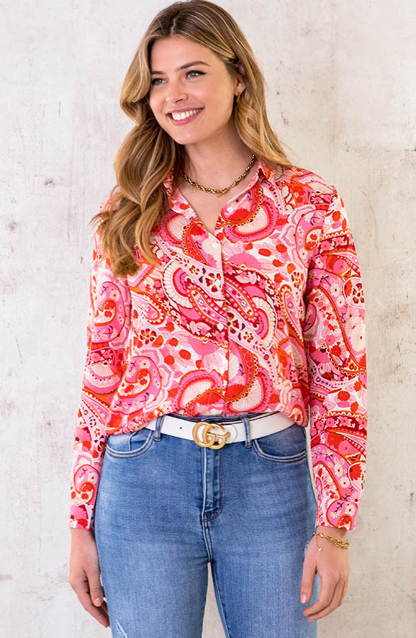 Yves Blouse Pink Red – shoparchief