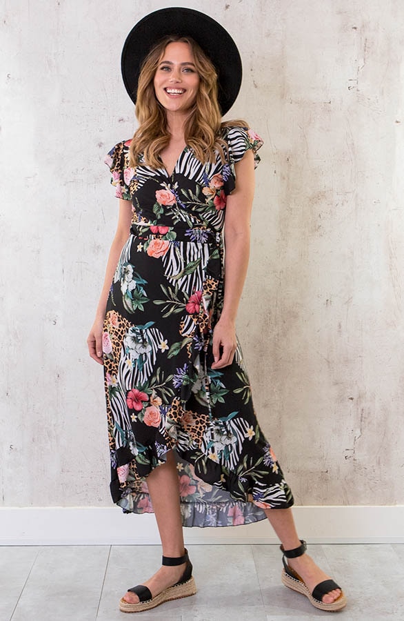 Bloemen Midi Jungle Jurk – shoparchief