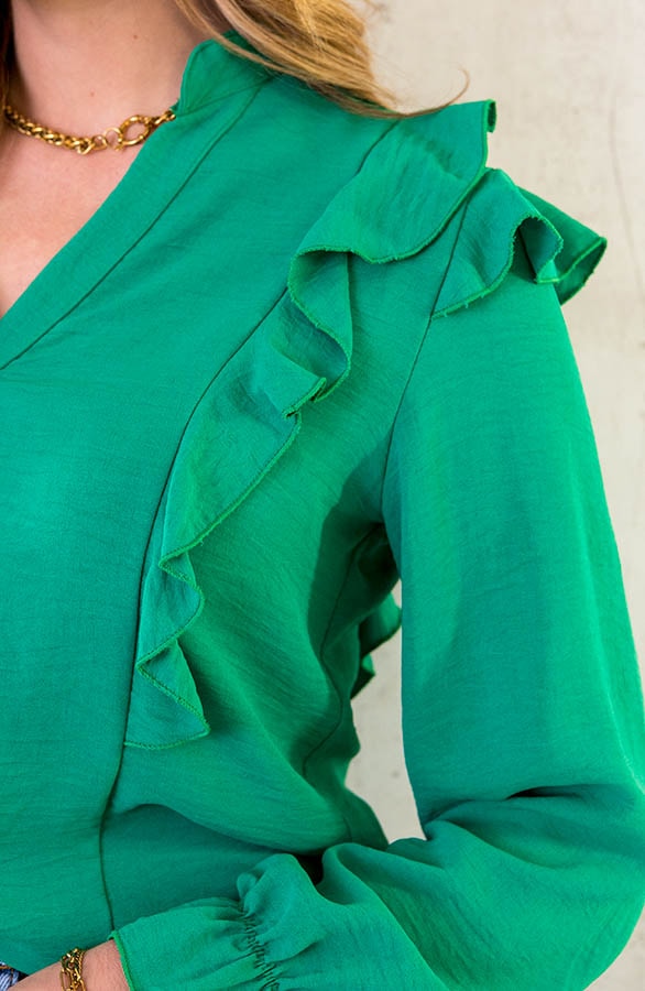 Blouse Met Ruches Bright Green – shoparchief, foto 5