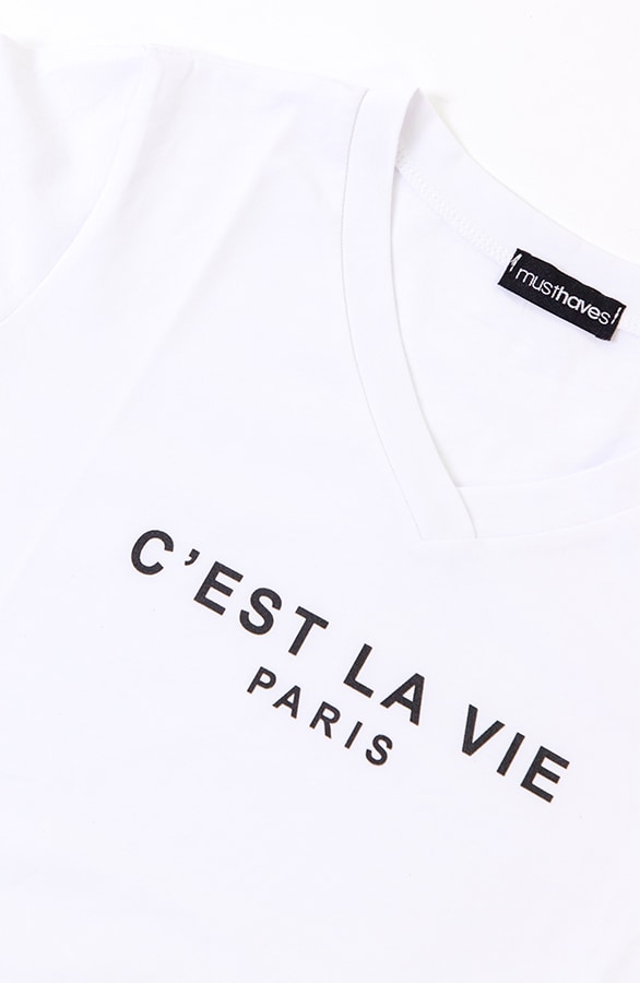 C'est La Vie T-shirt Wit Zwart – shoparchief, foto 18