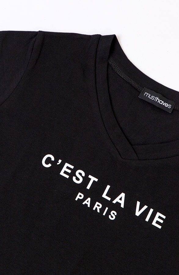 C'est La Vie T-shirt Zwart Wit – shoparchief, foto 8