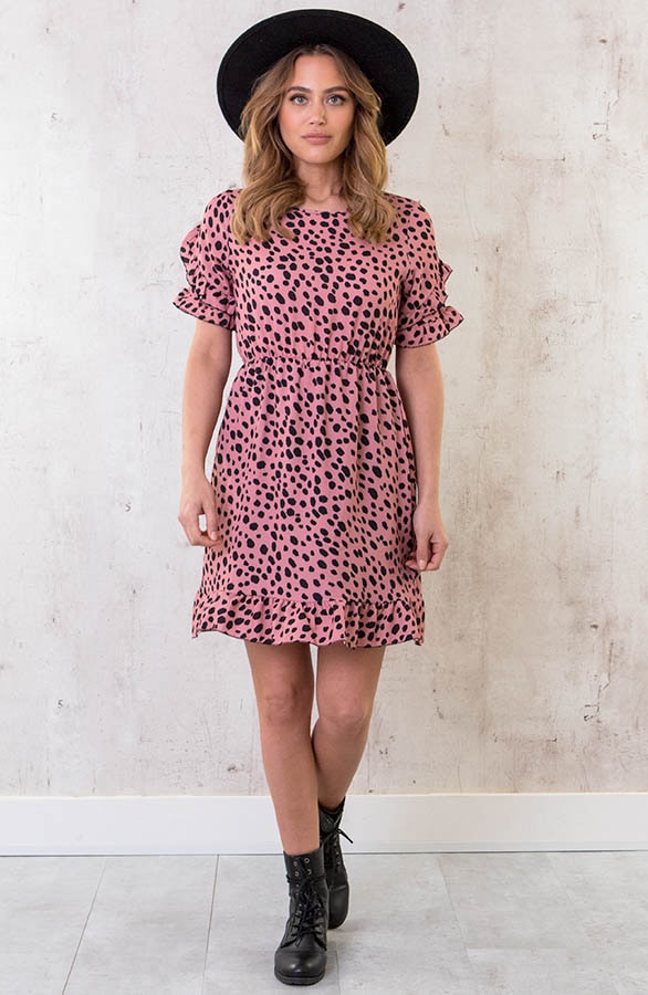 Cheetah Jurk Ruches Koraal – shoparchief, foto 6