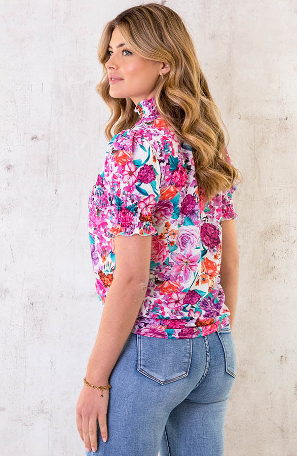 Col Top Bloemen Print Multicolor – shoparchief, foto 4