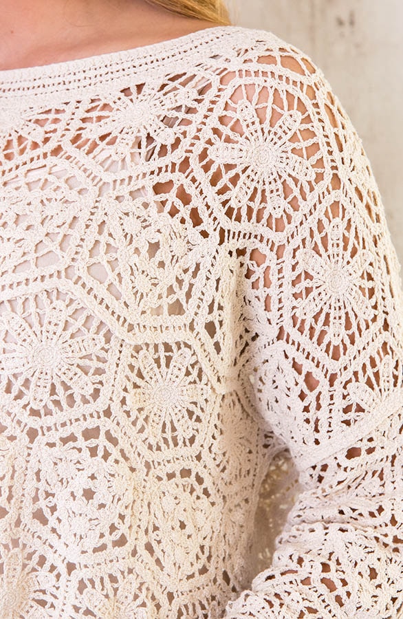 Cropped Crochet Top Beige – shoparchief, foto 5