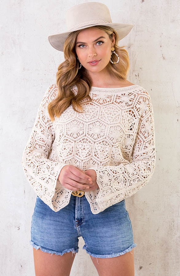 Cropped Crochet Top Beige – shoparchief