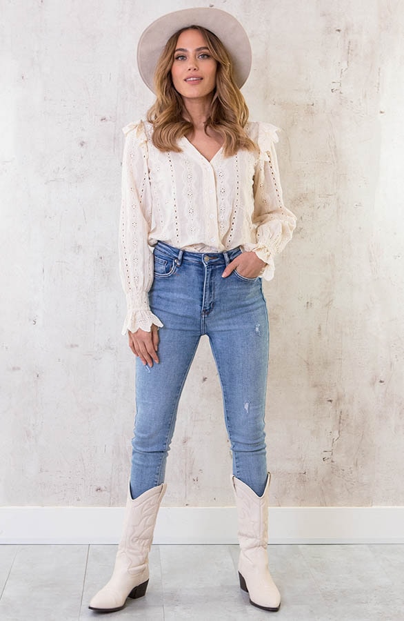 Embroidery Katoenen Blouse Beige – shoparchief, foto 6
