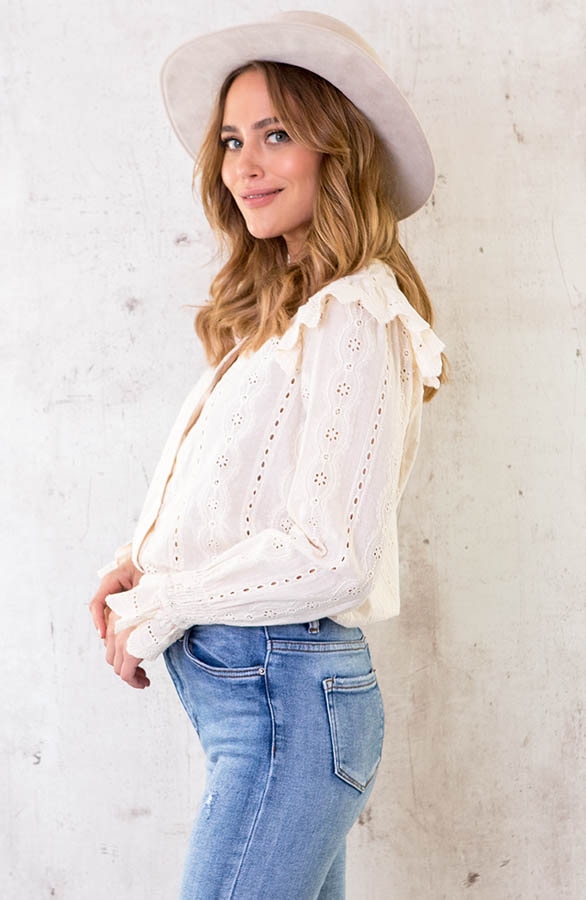 Embroidery Katoenen Blouse Beige – shoparchief, foto 3