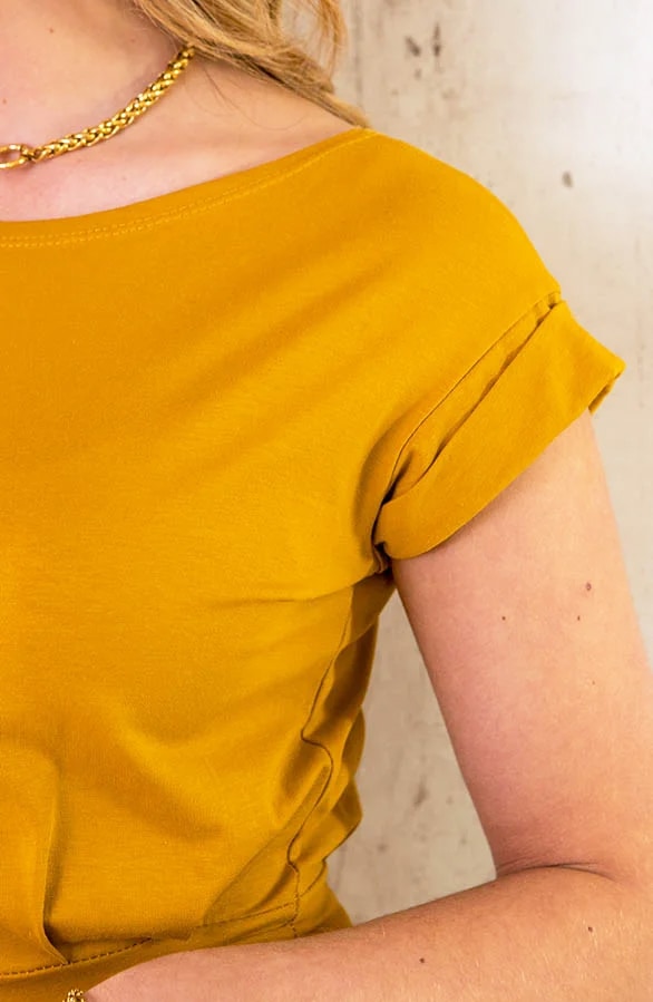 Femme Fatale Jurk Okergeel – shoparchief, foto 5