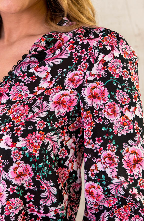 Floral Blouse Zwart Roze – shoparchief, foto 4