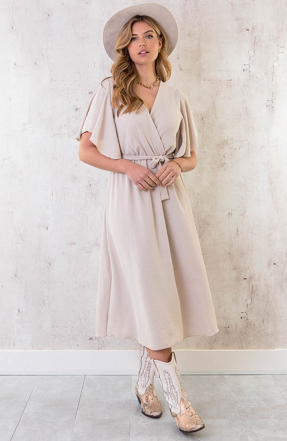 Florence Midi Jurk Beige – shoparchief, foto 9