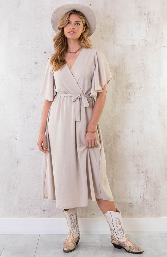 Florence Midi Jurk Beige – shoparchief, foto 10