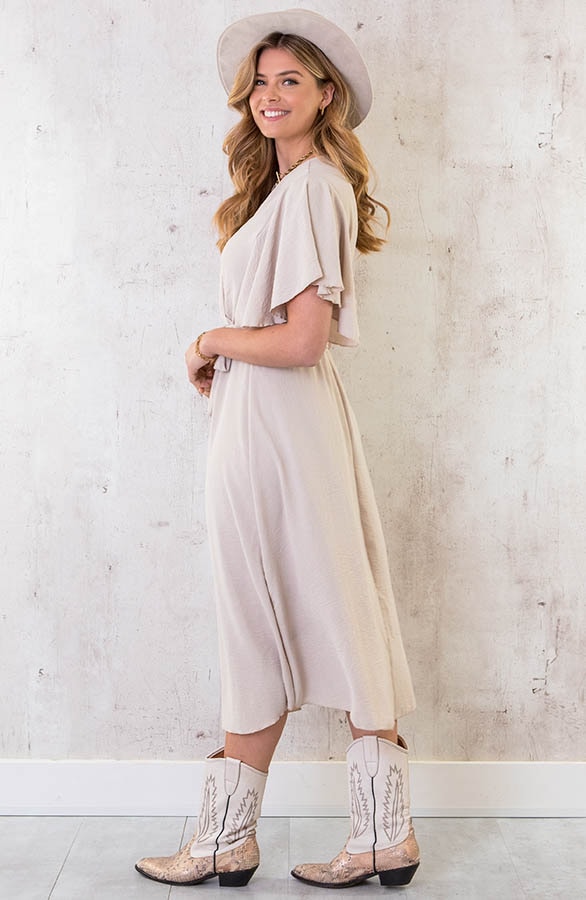 Florence Midi Jurk Beige – shoparchief, foto 11