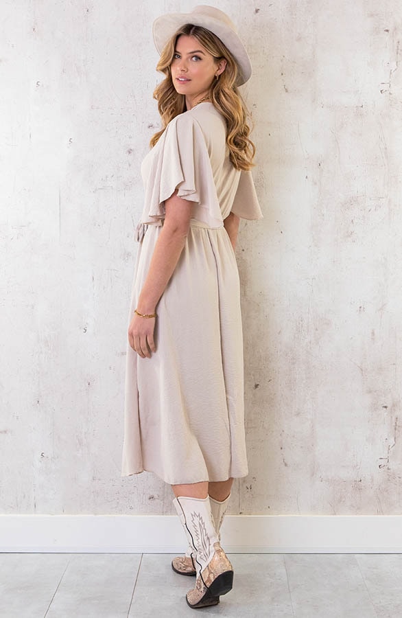 Florence Midi Jurk Beige – shoparchief, foto 12