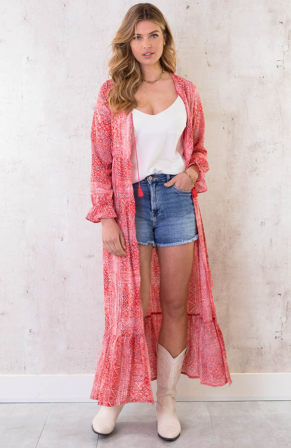 Kimono Print Roze Rood – shoparchief