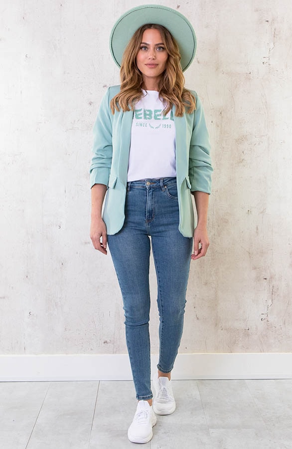 Skinny High Waist Jeans Regular Mid Blue – shoparchief, foto 4