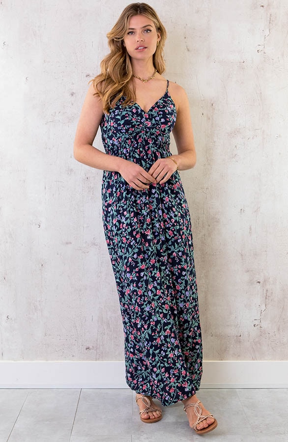 Spaghetti Maxi Jurk Flower blauw – shoparchief, foto 2