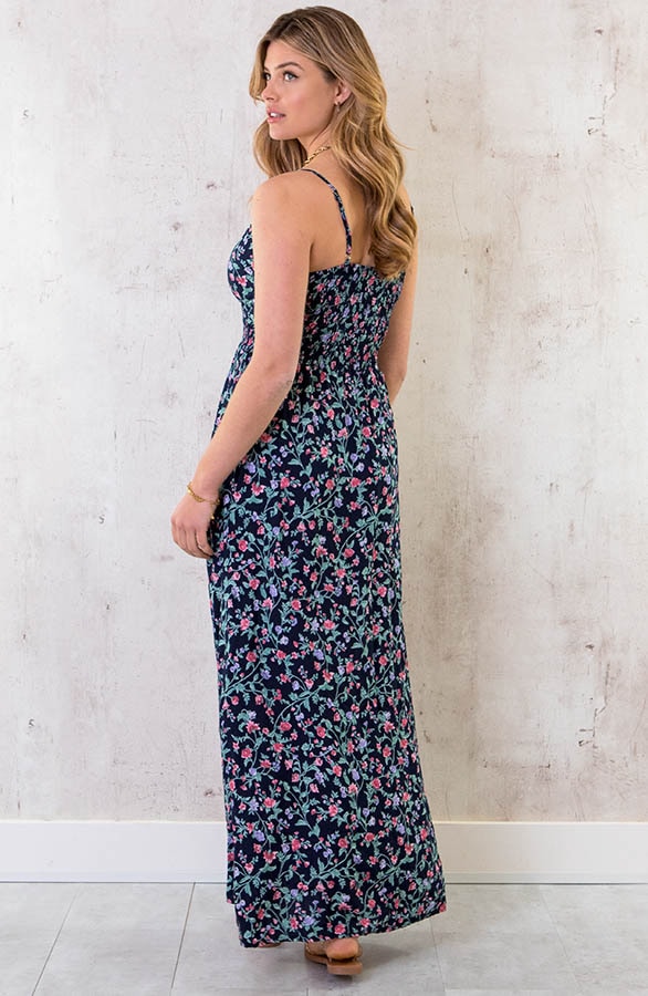 Spaghetti Maxi Jurk Flower blauw – shoparchief, foto 4