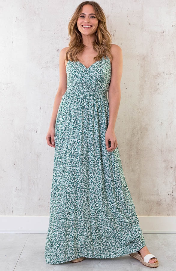 Spaghetti Maxi Jurk bloemen mint – shoparchief, foto 2