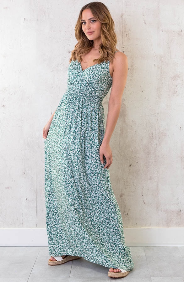 Spaghetti Maxi Jurk bloemen mint – shoparchief, foto 3