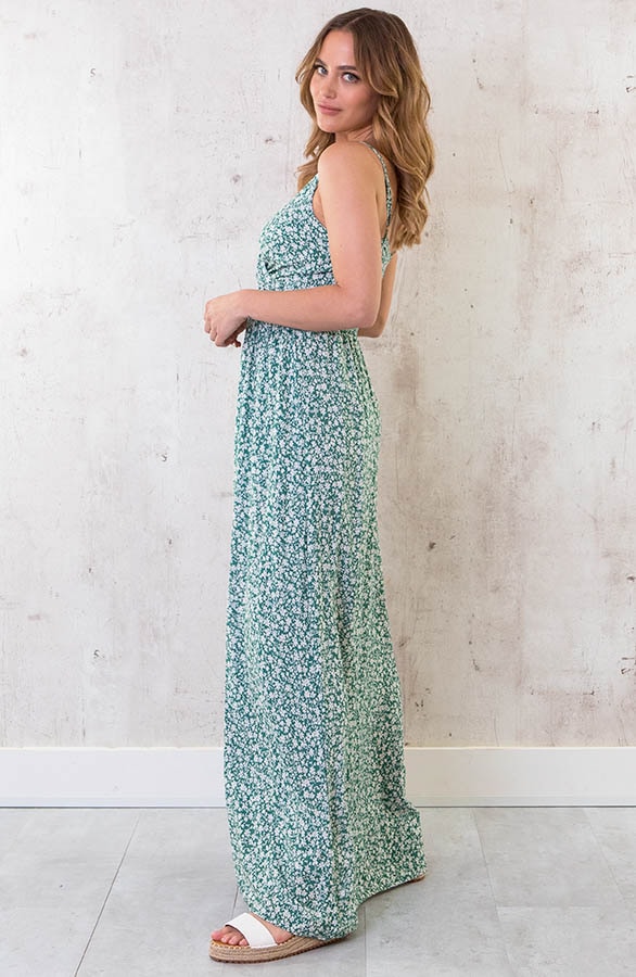 Spaghetti Maxi Jurk bloemen mint – shoparchief, foto 4