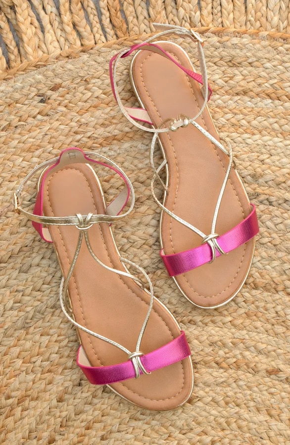 Metallic Sandalen Fuchsia – shoparchief