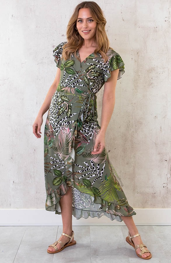 Midi Jurk Jungle Legergroen – shoparchief, foto 2